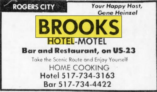 Brooks Hotel - Dec 1974 Ad (newer photo)